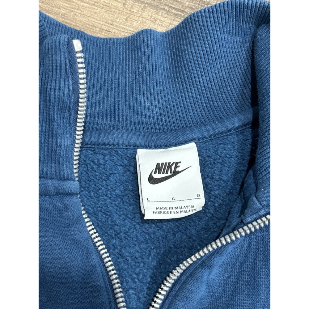 Nike Blue Cotton Pouch Cropped Sweatshirt Women's Size Large 1/4 Zip - Picture 5 of 8